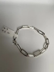 14KT White Gold Paperclip Bracelet - Picture 1 of 5