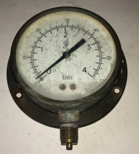 Brass Pressure Gauge 0-4 Bar 0-60 PSI Male 3/8" BSP 4" Face - Picture 1 of 3