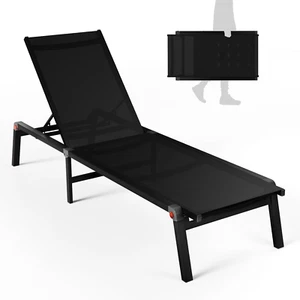 Aluminum Chaise Foldable Patio Lounge Chair Outdoor,Adjustable 5-Position Reclin - Picture 1 of 7