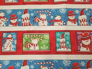 Sweet Season BTY Debra Jordan Bryan Quilting Treasures Colorful Snowman Stripe - Picture 1 of 6