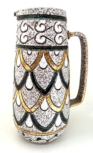 Fratelli Fanciullacci Elbee Green/Gold Pottery Pitcher Jug Signed Numbered - Picture 1 of 7