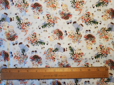 Mabel Lucie Attwell Niños con Ramo de Flores Tela Algodón 1 Yarda Woodrow 2002 Foto 1 de 3