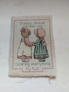 Friends Forever Cross Stitch Pattern 1987 Alma Lynne Sunbonnet Girl Bunny - Picture 1 of 4