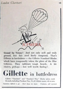 Wartime 'GILLETTE in Battledress #1' Razor Blades Advert : Small 1944 WW2 Print - Picture 1 of 1