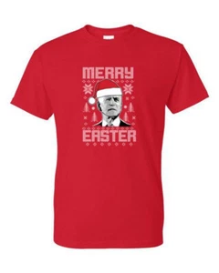 T-Shirt - MERRY EASTER - BIDEN CHRISTMAS Adult POLITICAL FUN - Picture 1 of 56