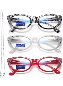 Cat Eye Reading Glasses for Women Blue Light Blocking 3 Pack Computer Reader 1.0 - Picture 1 of 7