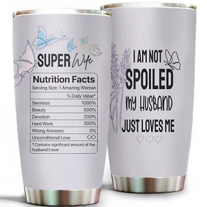 Gifts for Wife from Husband- Gifts for Her, Wifey Tumbler Cup 20 Oz Anniversary - Picture 1 of 6
