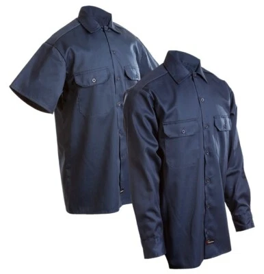 工作衬衫男式海军卡其色征服者机械制服长袖纽扣 — 第 1/4 张图片