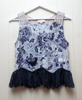 Odd Molly Sleeveless Button Down Embroidered Silk Blouse Lace Size 1 / S  - Image 1 of 4