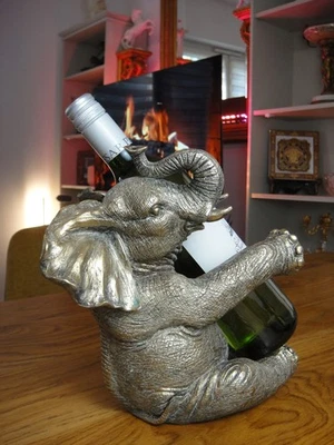 Flaschenhalter Elefant Gold Deko Flaschenständer Präsenter Weinständer Edel NEU - Image 1 of 4