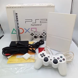 PlayStation 2 PS2 Slim White Console Boxed w/ Manuals SCPH-75000 Japanese Tested - Picture 1 of 21