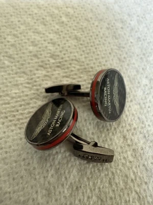 Hackett London Aston Martin Racing Carbon Round Cufflinks Red RARE - Image 1 of 4