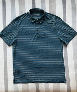 Tommy Bahama Island Zone Polo Shirt Men's Med Blue Green Striped Short Sleeve - Picture 1 of 6