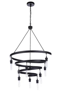 Flat Black Ten Light Chandelier from the Tranquil Collection - Picture 1 of 1