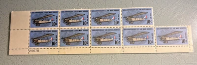US Stamps 1968 numbered plate block selvage SC#C74 50th Air Mail Anniversary MNH - Image 1 of 2