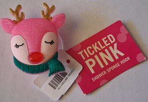 Bath & Body Works Pink Reindeer Shower Sponge Hook Suction Cup Jeweled Nose - Picture 1 of 4