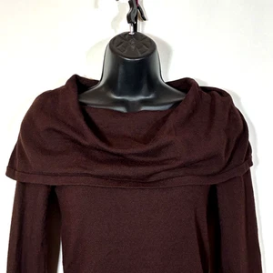 Chocolate Brown Cowl Neck Sweater Nine West Long Sleeve Neutral Minimalist - Picture 1 of 10