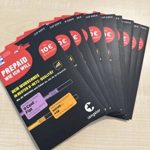 10x Congstar Prepaid wie ich will Handy SIM Karte 10€ Guthaben D1 Telekom NEU - Bild 1 von 1