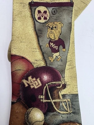 Corbata de seda deportiva MSU Eagles Wings de Mississippi State University Bulldogs para hombre " Foto 1 de 4