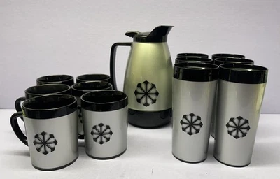 Набор из 13 кружек и барабанов WEST BEND MCM Carafe серебристые черные звездообразные - Изображение 1 из 4