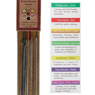 Resina natural Auroshikha ~ Pacote de incenso amostrador pacote com 3 - 14 palitos/pç - Imagem 1 de 2