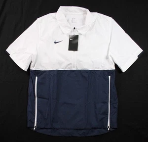 Nike Mens 1/2 Zip M Pullover Shirt Jacket Short Sleeve Performance White Blue - Picture 1 of 6