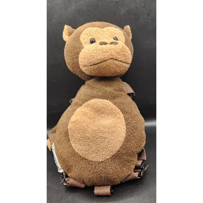 Mochila macaco animal de pelúcia marrom inseto dourado com bolsa 10 x 6 - Imagem 1 de 4