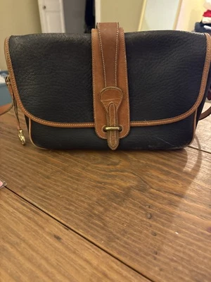 Bolsa equestre vintage DOONEY & BOURKE AWL couro preto tiracolo EUA - Imagem 1 de 4