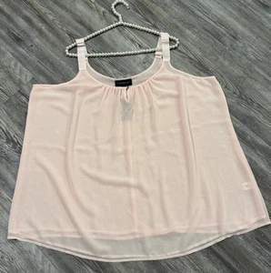 NWT Lane Bryant Women Light Pink Chiffon Wide Straps Keyhole Lined Flowy Cami 24 - Picture 1 of 16