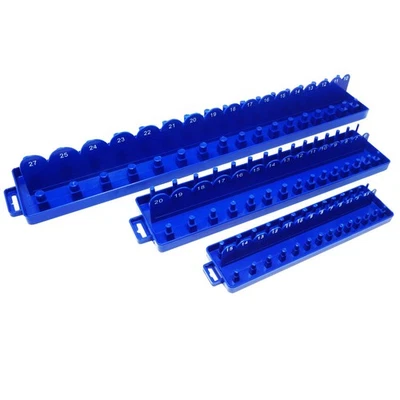 3 Piece Socket Stand Tray Rack Set Storage Rail Holder 1/2" 3/8" 1/4" Drive - Image 1 of 4