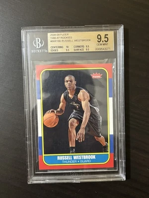 Russell Westbrook 2008 - 09 Fleer 1986 - 87 复古新秀 #86R-166 BGS 9.5 RC Gem MT — 第 1/2 张图片