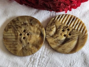 Duo gros bouton ancien galalithe jaspé collection art deco 3,6 cm G19D - Picture 1 of 4