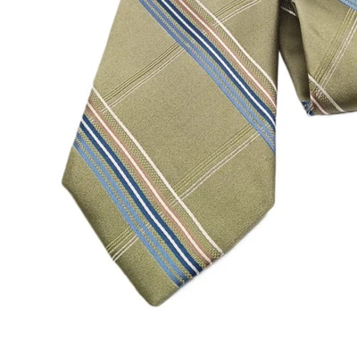 Corbata de seda Croft & Barrow para hombre 62,25” verde azul a rayas a cuadros suave satinado clásica Foto 1 de 3