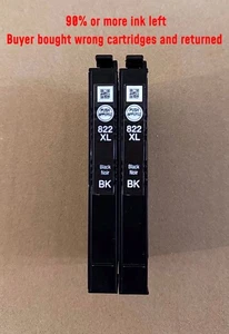 2 x Cartucho de tinta Epson 822XL negro genuino de alto rendimiento sin caja leer* - Imagen 1 de 5