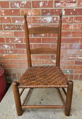 Vintage Shaker Chair Hickory Ladder Back Woven Seat Childs Chair - Image 1 of 4