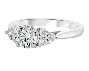 Anillo de compromiso semi montaje 0,30 quilates corte esmeralda diamante oro blanco 14 k - Imagen 1 de 6