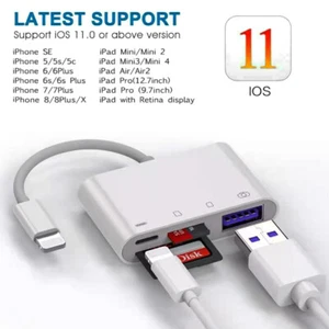 4 in1 USB to Card Reader Adapter USB Camera Micro SD Memory Slot for iPhone iPad - Picture 1 of 12
