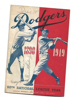 4x Signed 1949 Dodgers Program BRANCH RICKEY and JR, Dixie Howell, Harry Walker  - Image 1 of 4
