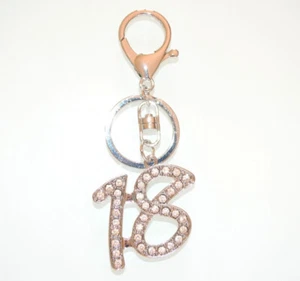 Portachiavi ciodolo donna argento 18 strass cristalli regalo diciotto U18 - Foto 1 di 2
