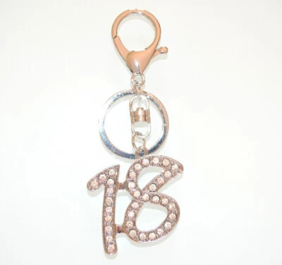 Portachiavi ciodolo donna argento 18 strass cristalli regalo diciotto U18 - Immagine 1 di 2