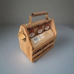 STUDIO MERCANTILE Wooden 6-pack Bottle Caddy New - Picture 1 of 6