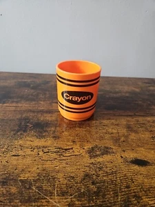 Vintage 1980’s Deka Orange Crayola Crayon Plastic Mug Cup 2 Stripes - Picture 1 of 3
