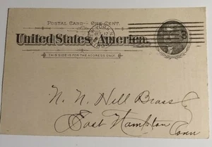 1894 UX12 Postkarte New York City Tallman Spielzeughersteller E. Hampton Conn - Bild 1 von 2