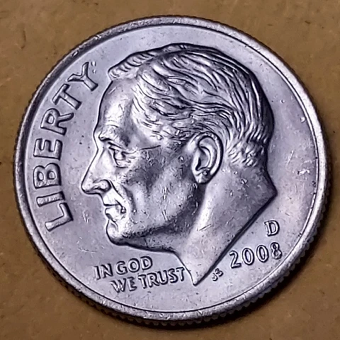 2008 D  DIE CHIP ERROR DIME (718B) Cover
