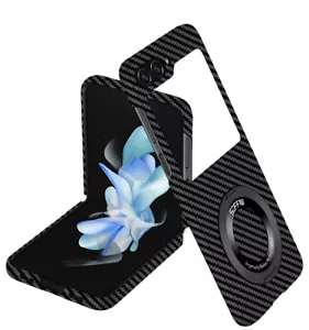 Magnetic Carbon Fiber Case For Samsung Galaxy Z Flip 6 5 4 3 Rugged Stand Cover - Picture 1 of 18