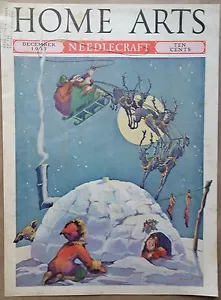 Marjorie P. Rowell Christmas Art Cover of Dec. 1937 Home Arts Needlework Mag. - Picture 1 of 2