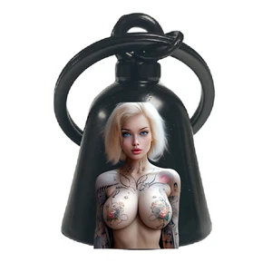 Sexy Tattooed Blond Motorcycle 'Evil Spirits' Biker Guard Bell. Gloss Black Bell - Picture 1 of 5