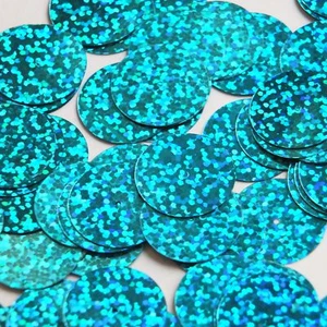 Runde flache Pailletten 20 mm Mittelloch aquablau Hologramm Glitzer Glitzer Paillette - Bild 1 von 2