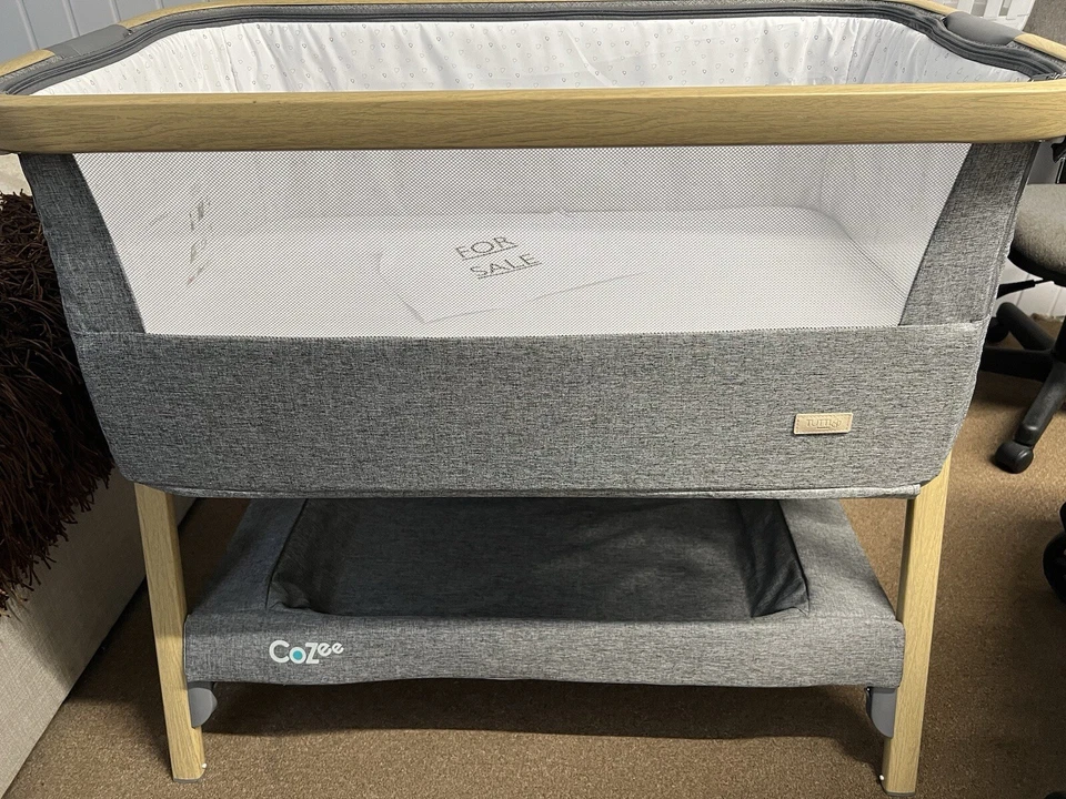 Tutti Bambini CoZee Air Bedside Crib Oak and Charcoal - 2112073590 - Image 1 of 4