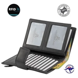 New Genuine Full Grain Leather Unisex RFID Protection Wallet Purse Card Holder - Picture 1 of 12